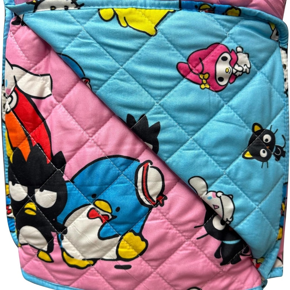 Hello Kitty Quilted Reversible Throw Blanket - HK & Friends, 60"x90" - Picture 2 of 4